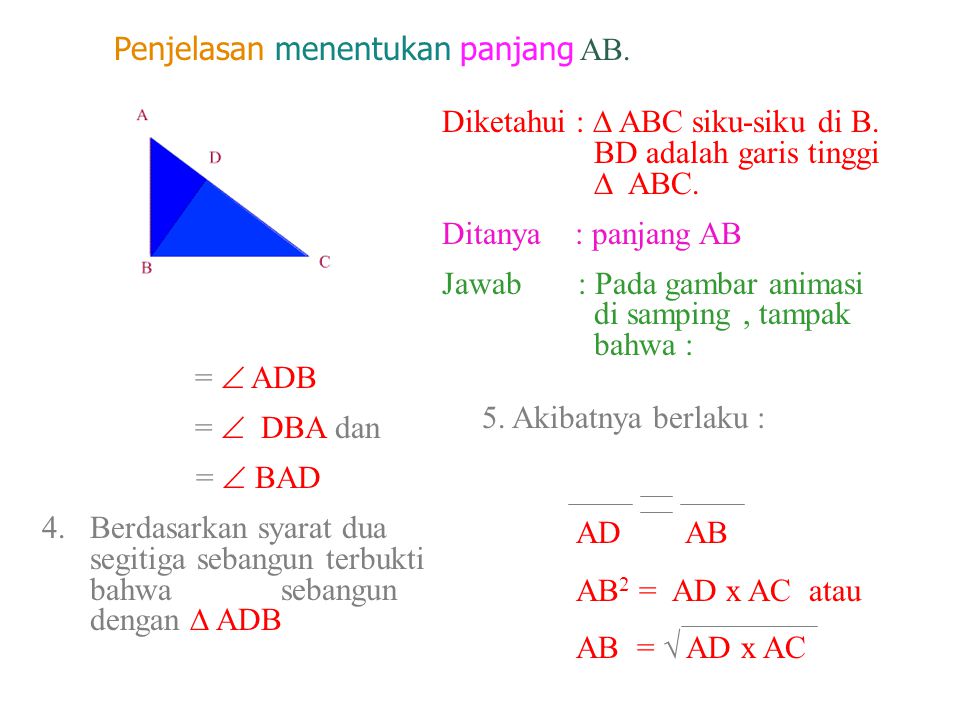 Penjelasan menentukan panjang AB.