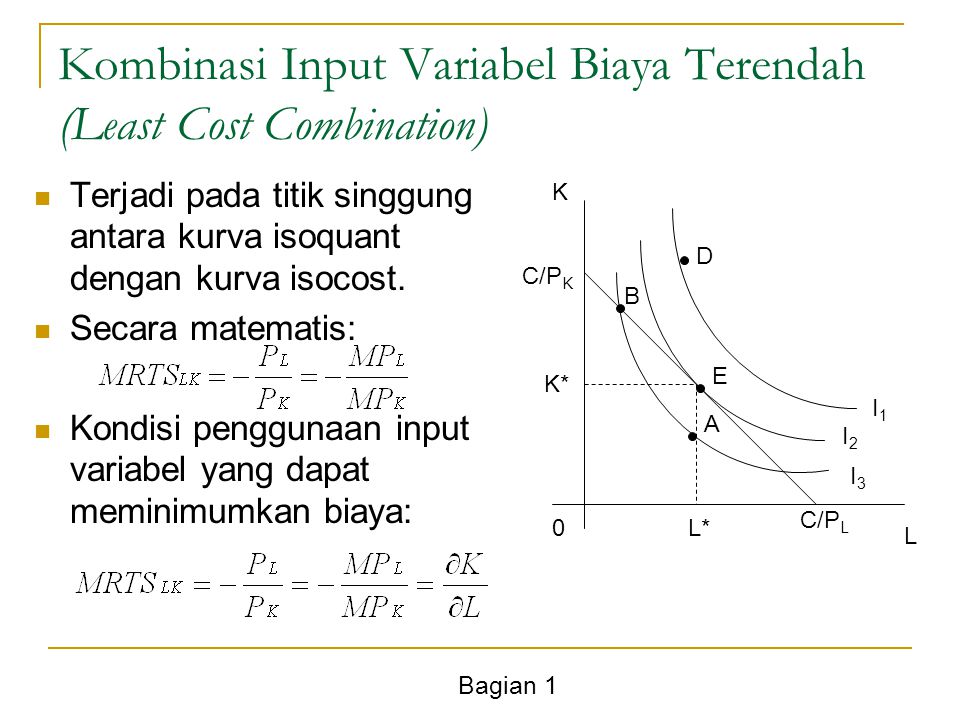 Kombinasi Input Variabel Biaya Terendah (Least Cost Combination)