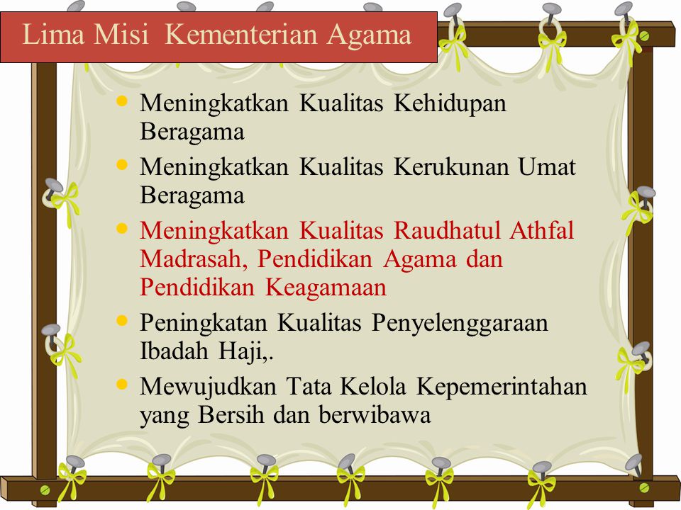 Lima Misi Kementerian Agama