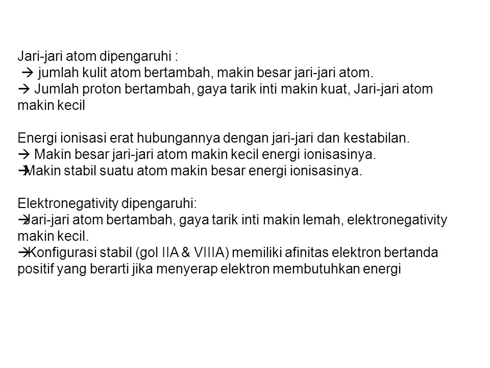 Hubungan Antara Energi Ionisasi Dan Afinitas Elektron