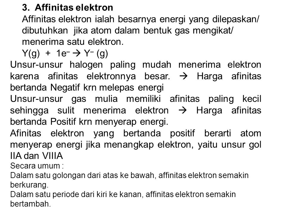 3. Affinitas elektron