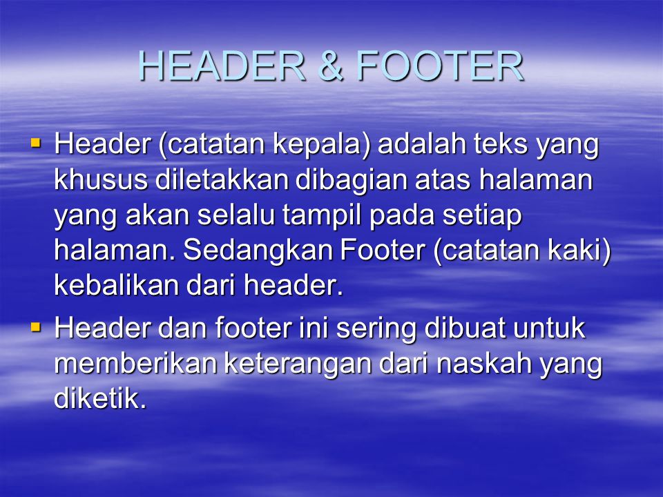 HEADER & FOOTER