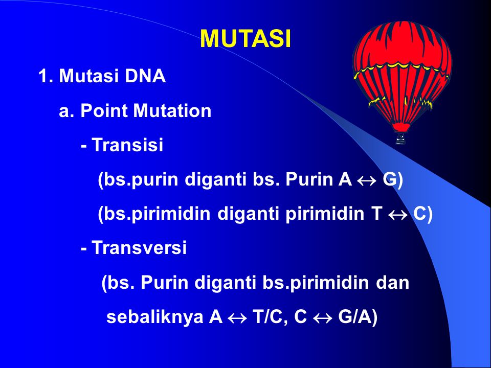 MUTASI 1. Mutasi DNA a. Point Mutation - Transisi