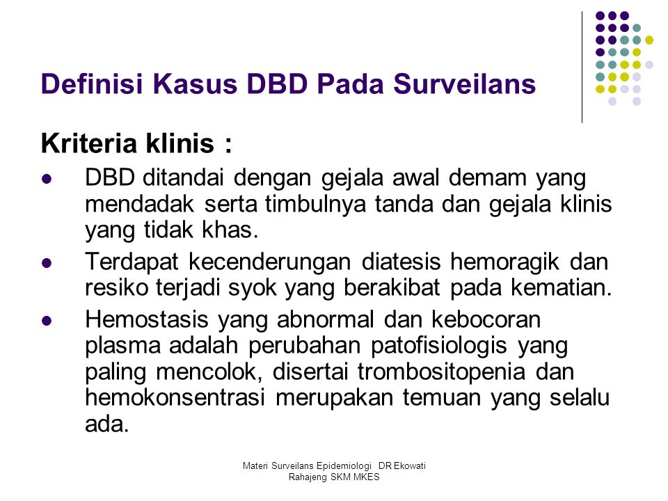 Definisi Kasus DBD Pada Surveilans