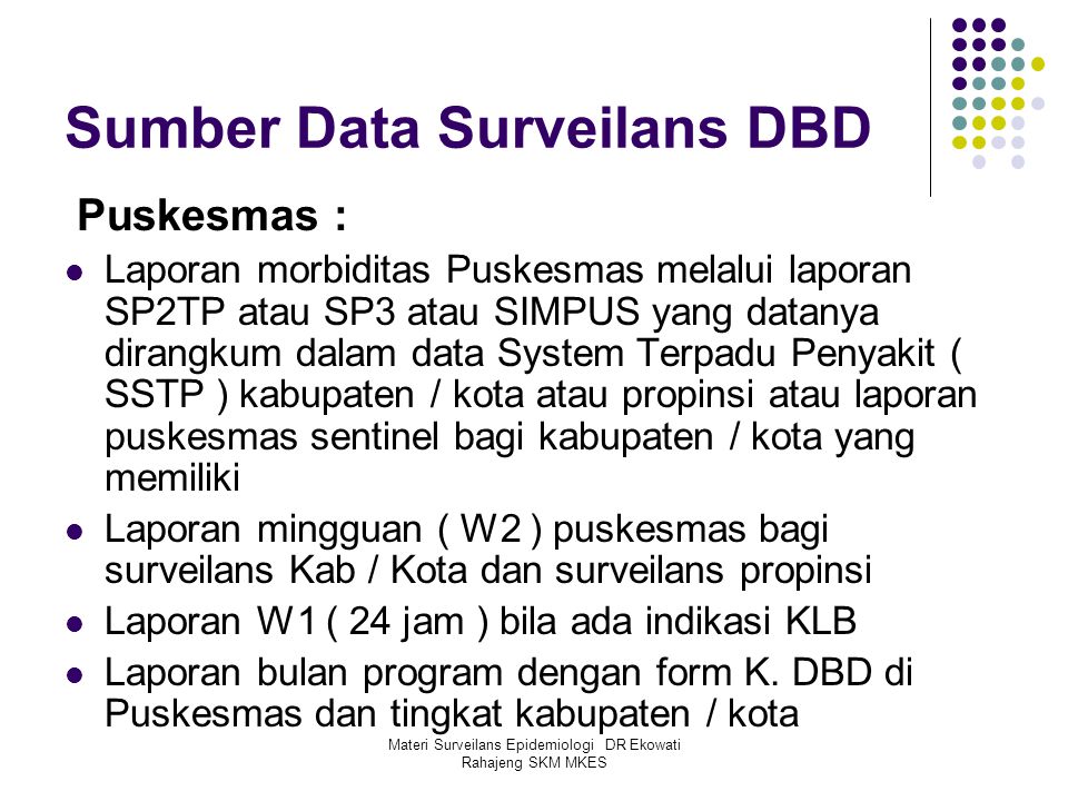Sumber Data Surveilans DBD