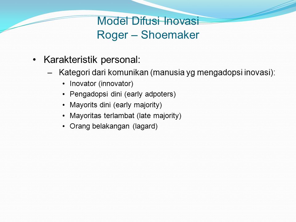 Model Difusi Inovasi Roger – Shoemaker