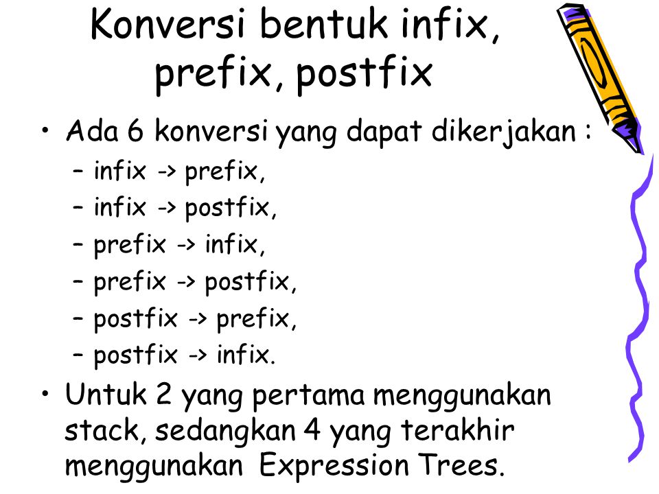 Konversi bentuk infix, prefix, postfix