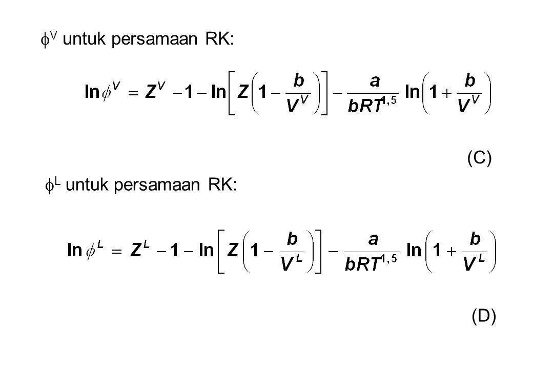 V untuk persamaan RK: (C) L untuk persamaan RK: (D)