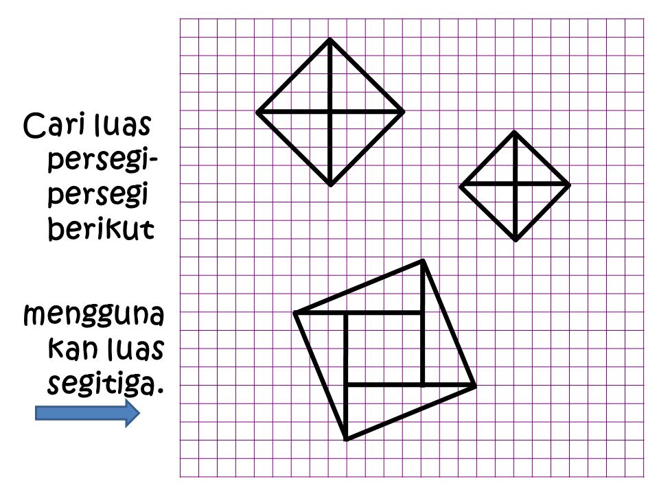 Cari luas persegi-persegi berikut menggunakan luas segitiga.