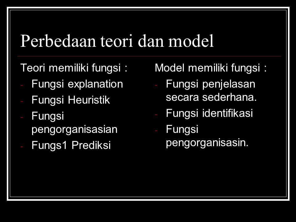 Perbedaan teori dan model
