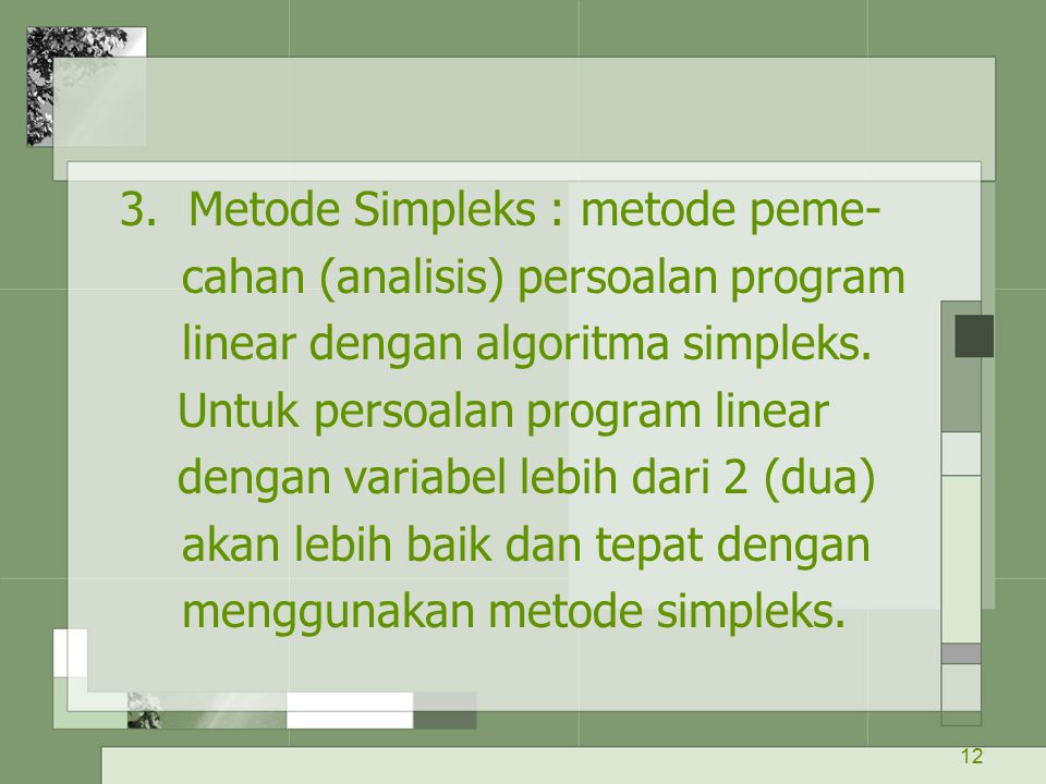 3. Metode Simpleks : metode peme-