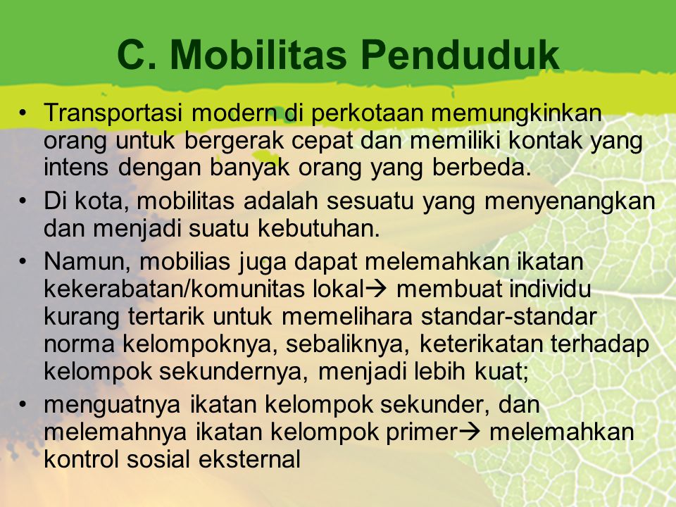 C. Mobilitas Penduduk