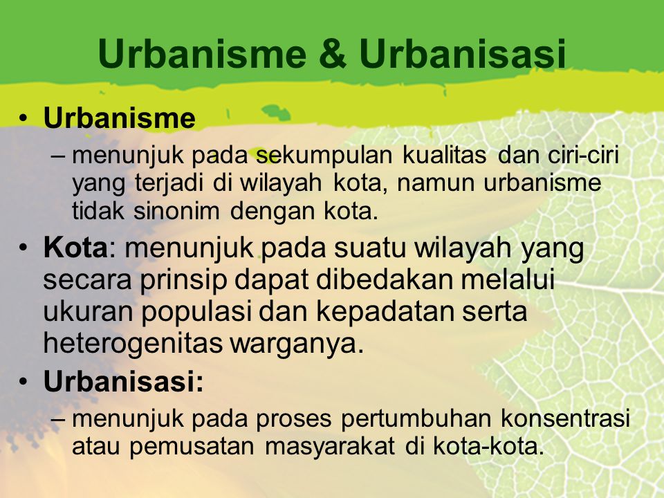 Urbanisme & Urbanisasi