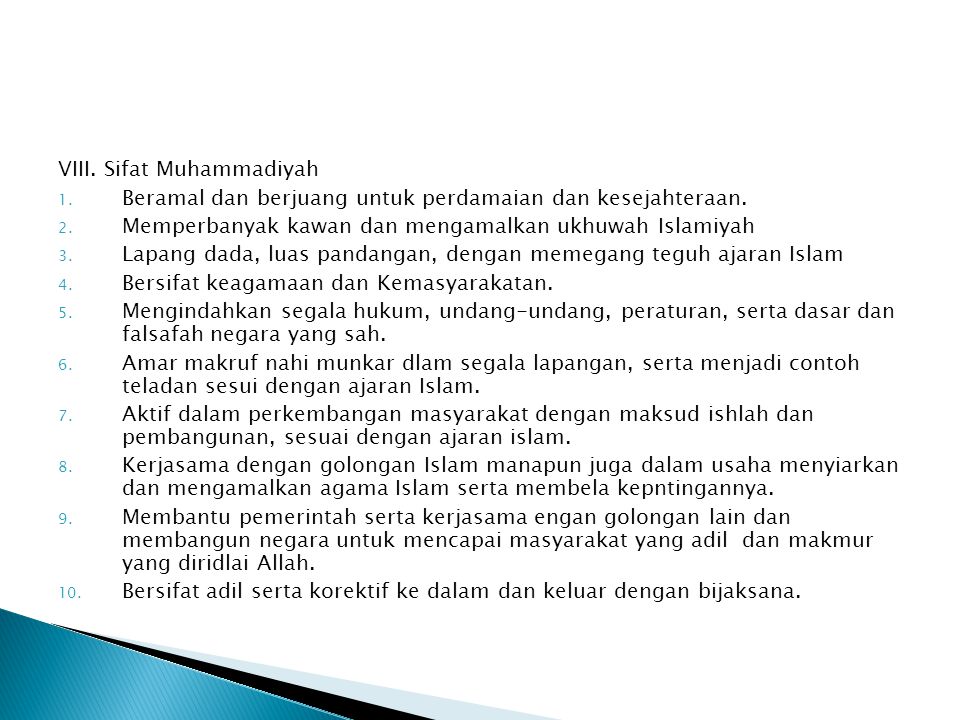 VIII. Sifat Muhammadiyah