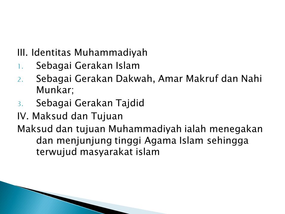 III. Identitas Muhammadiyah