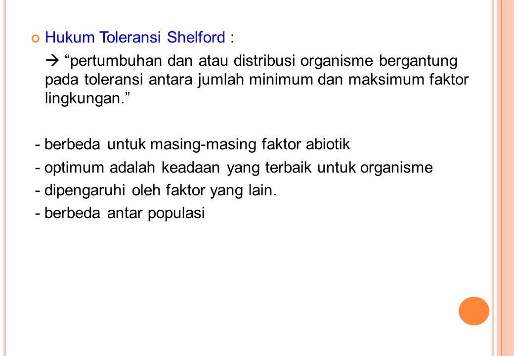 Hukum Toleransi Shelford :