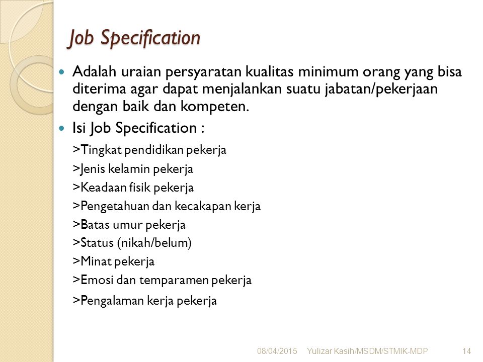 Contoh Job Deskripsi Dan Job Spesifikasi Bagikan Contoh