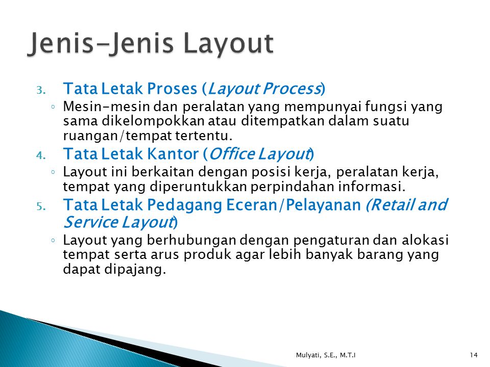 Jenis-Jenis Layout Tata Letak Proses (Layout Process)