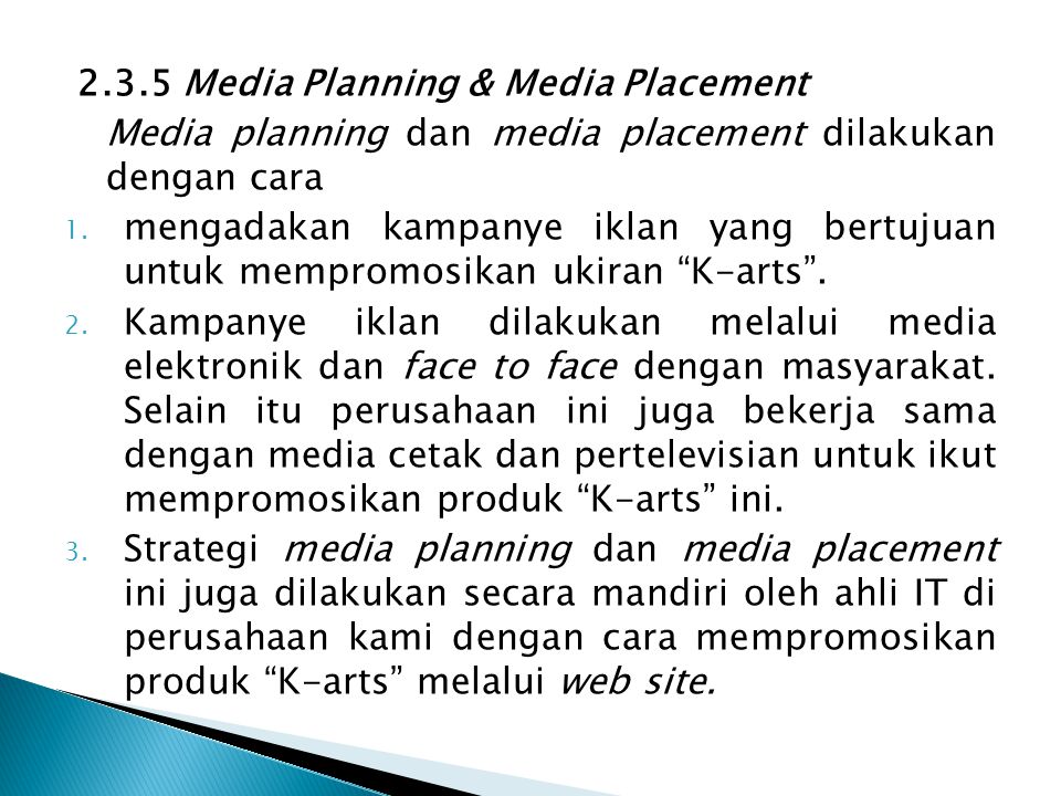 2.3.5 Media Planning & Media Placement