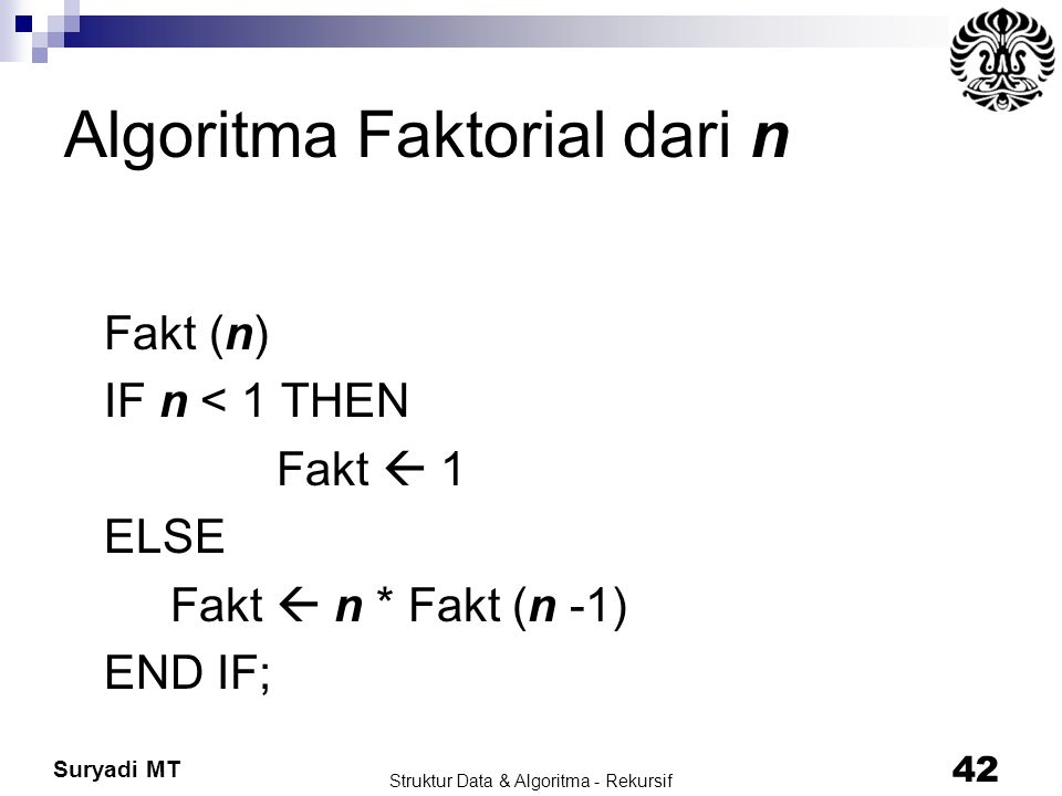 Algoritma Faktorial dari n