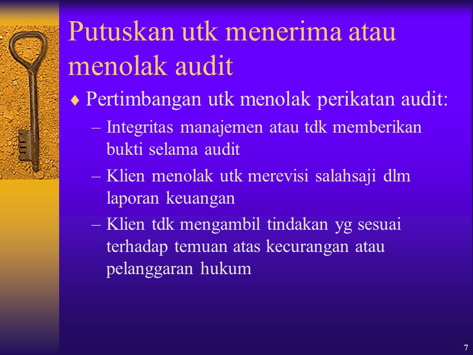 Putuskan utk menerima atau menolak audit