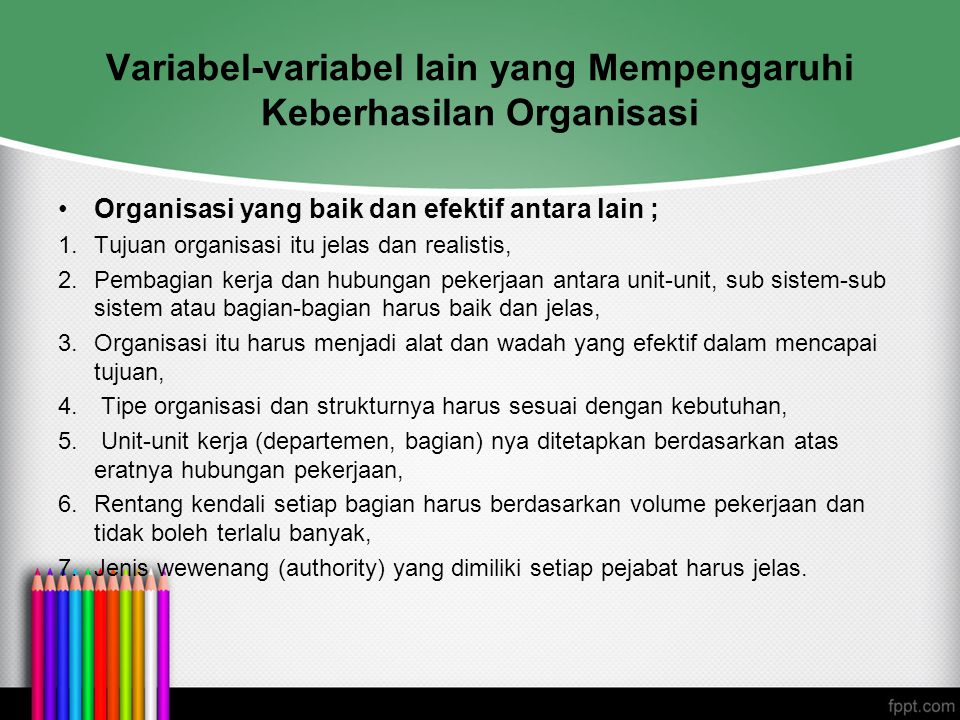 Variabel-variabel lain yang Mempengaruhi Keberhasilan Organisasi