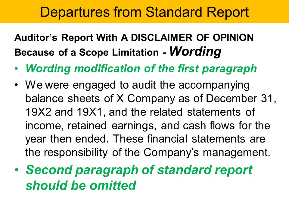 Standard report