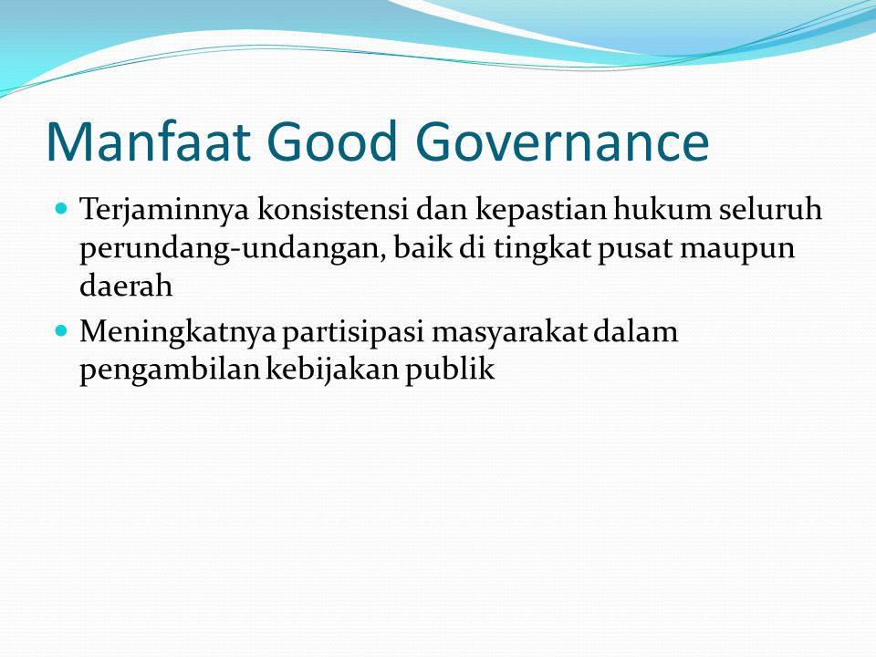 Manfaat Good Governance