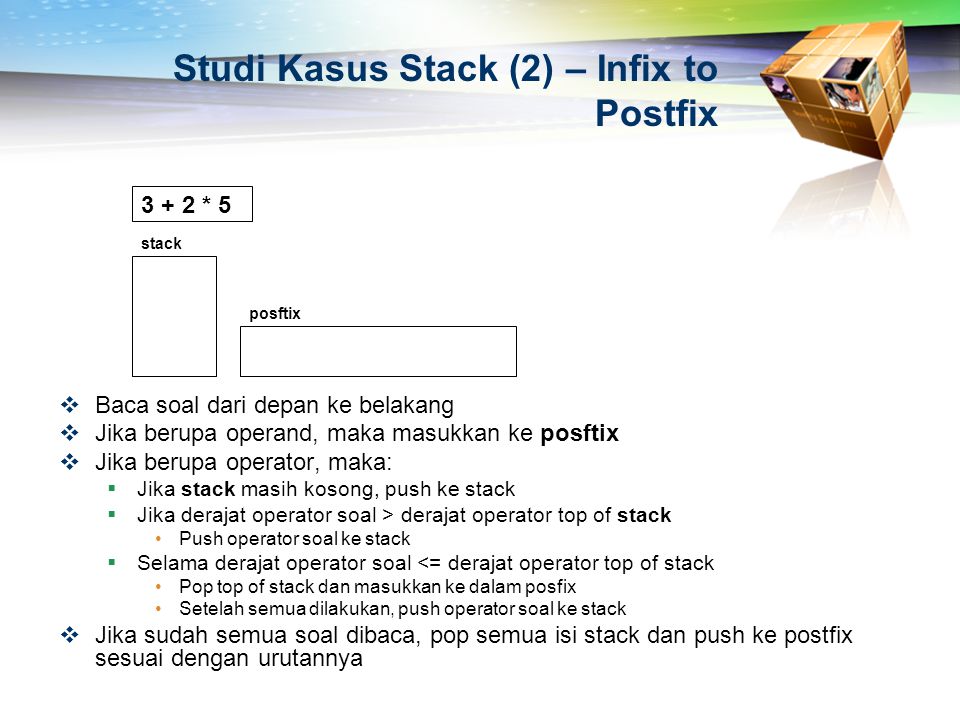 Studi Kasus Stack (2) – Infix to Postfix