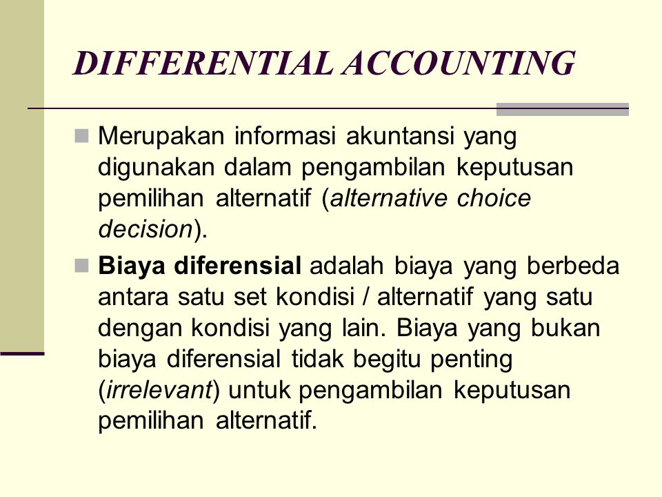 DIFFERENTIAL ACCOUNTING