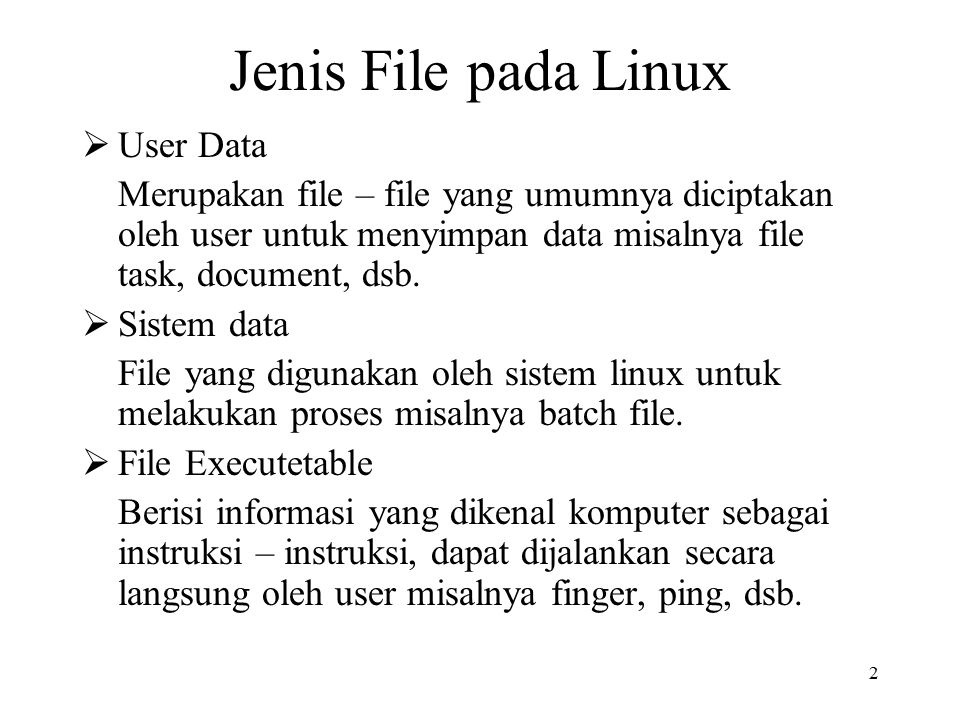 Jenis File pada Linux User Data