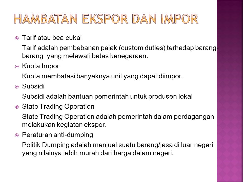 Hambatan Ekspor dan Impor