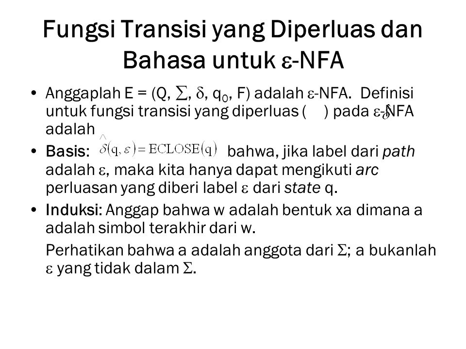 Fungsi Transisi yang Diperluas dan Bahasa untuk -NFA