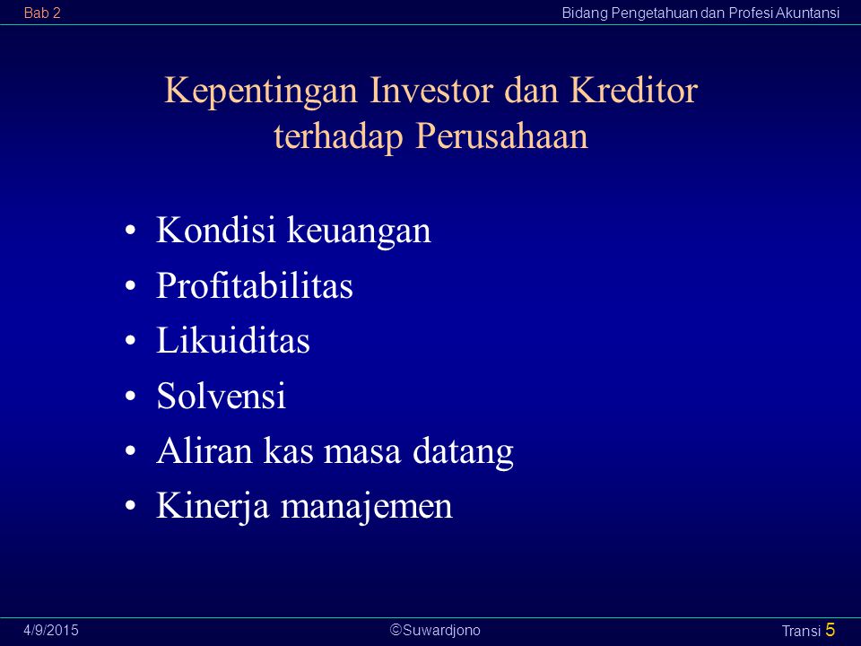 Kepentingan Investor dan Kreditor terhadap Perusahaan