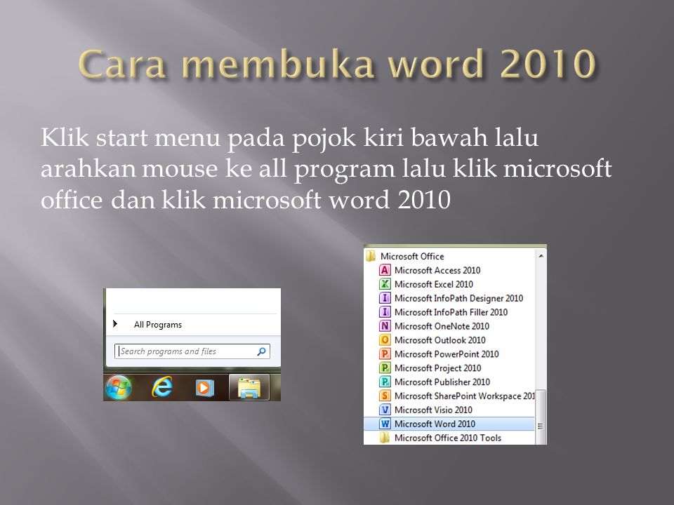 Cara membuka word 2010