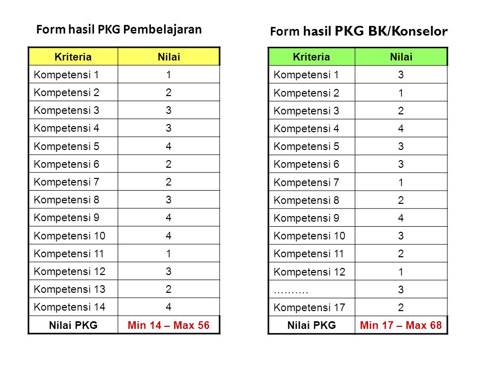 Form hasil PKG Pembelajaran Form hasil PKG BK/Konselor