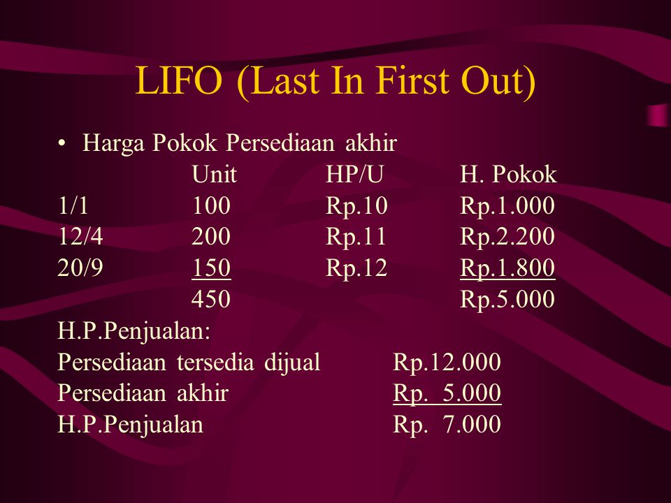 LIFO (Last In First Out)