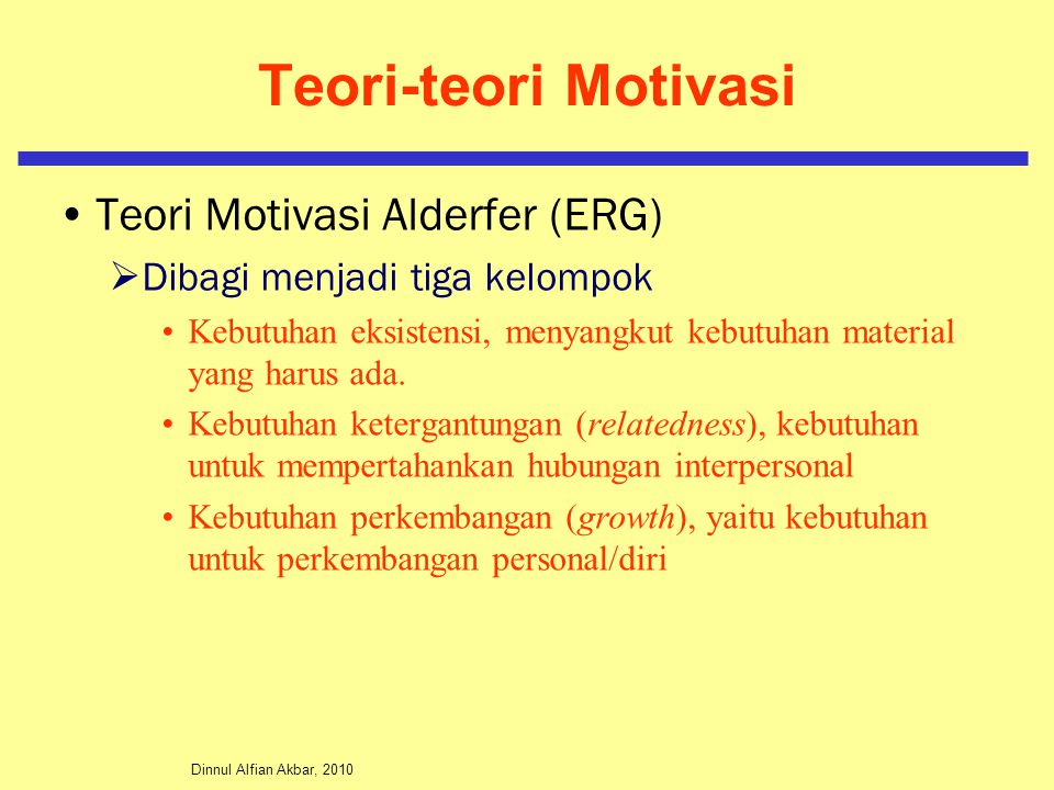 Teori-teori Motivasi Teori Motivasi Alderfer (ERG)