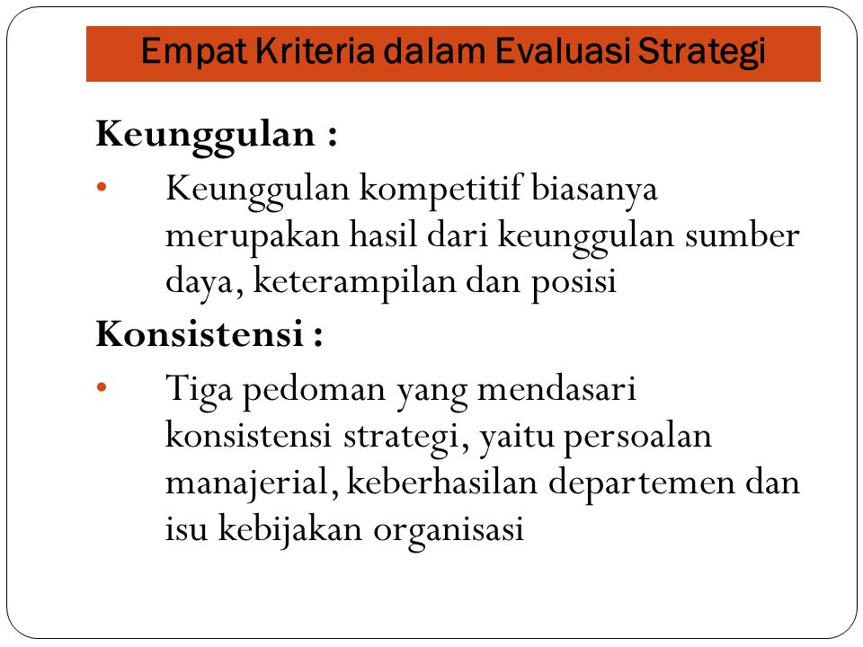 Empat Kriteria dalam Evaluasi Strategi