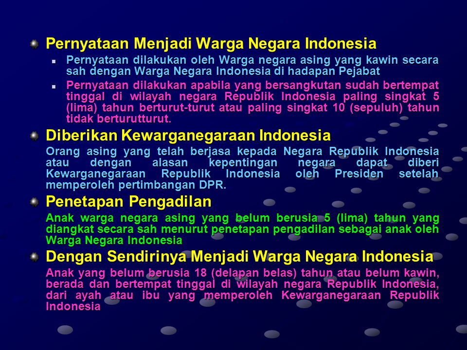 Pernyataan Menjadi Warga Negara Indonesia