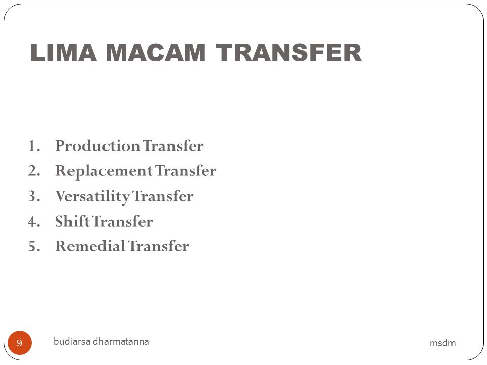 LIMA MACAM TRANSFER Production Transfer Replacement Transfer