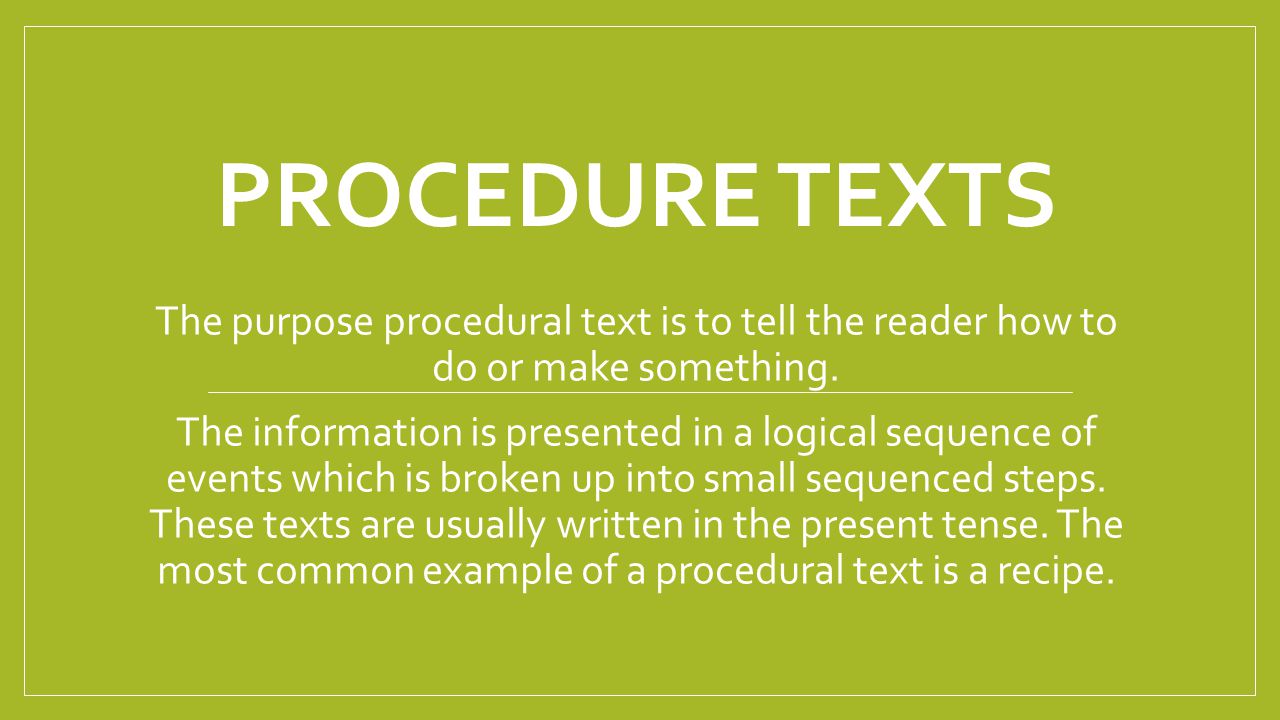 Processing текст. Procedure text.