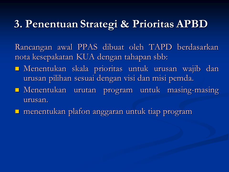 3. Penentuan Strategi & Prioritas APBD