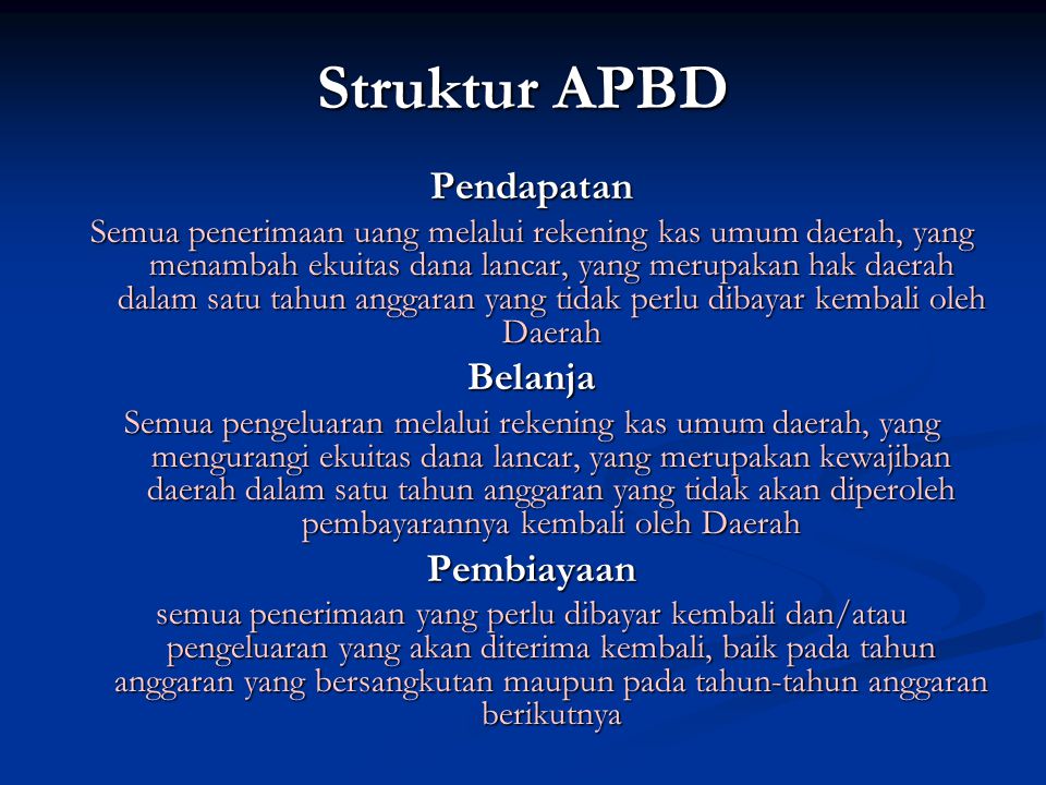 Struktur APBD Pendapatan Belanja Pembiayaan