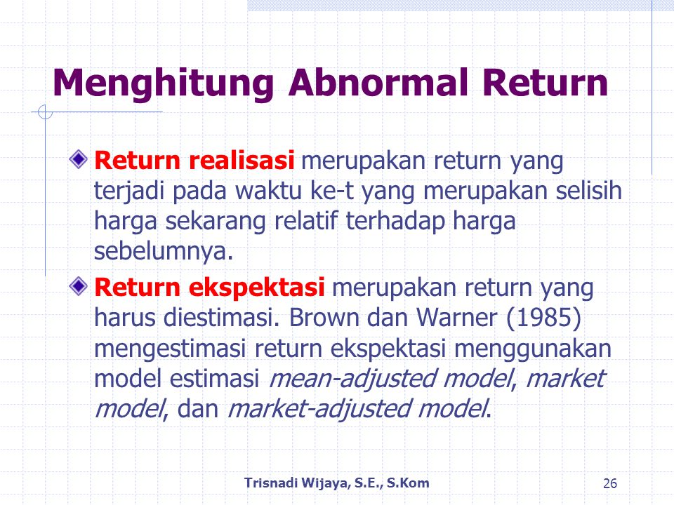 Menghitung Abnormal Return