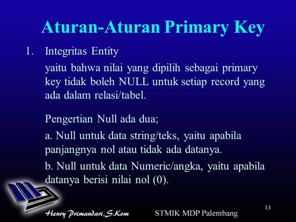 Aturan-Aturan Primary Key