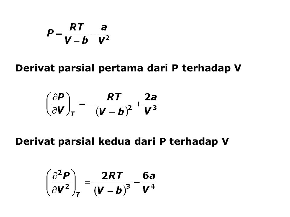 Derivat parsial pertama dari P terhadap V