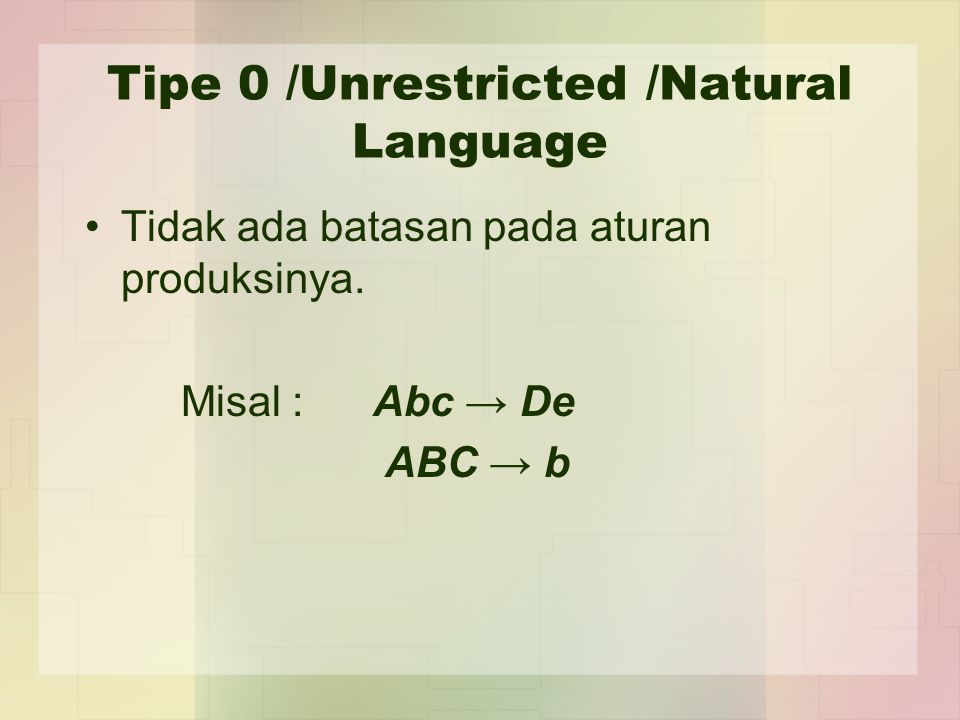 Tipe 0 /Unrestricted /Natural Language
