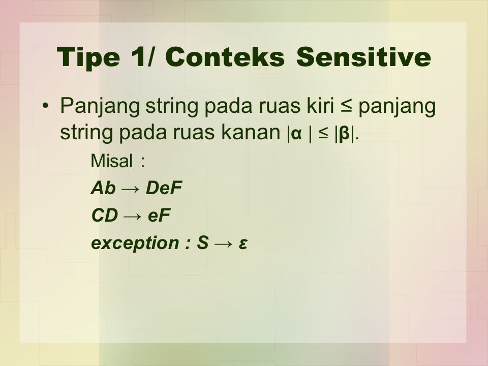 Tipe 1/ Conteks Sensitive