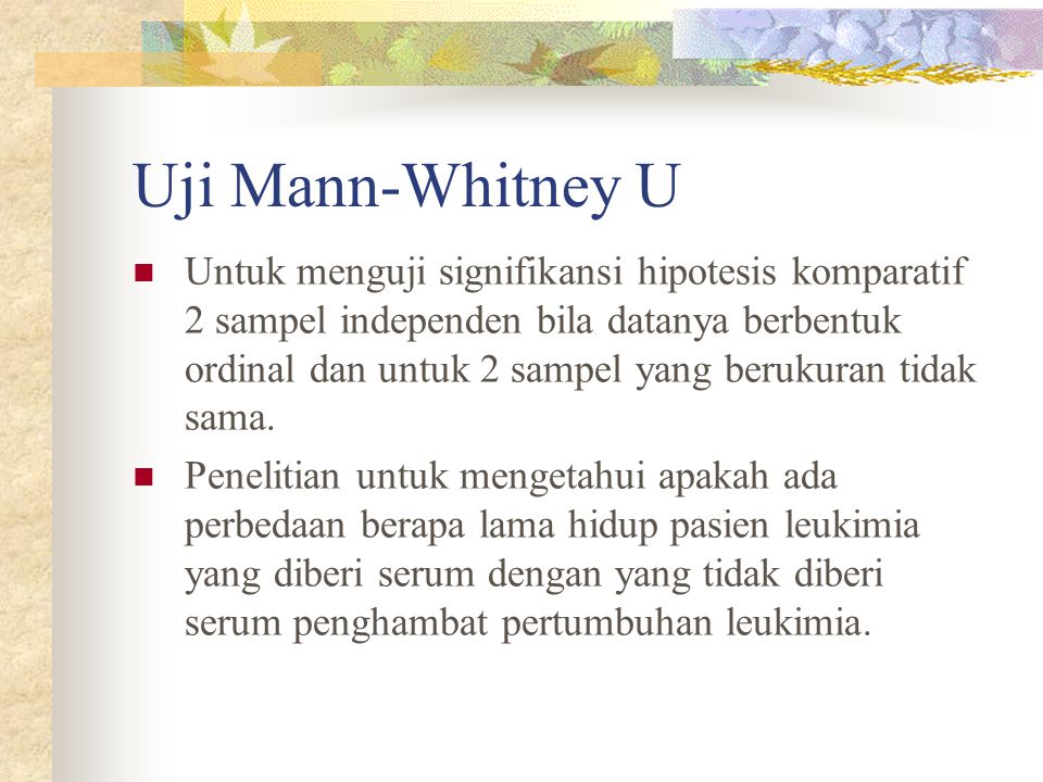 Uji Mann-Whitney U